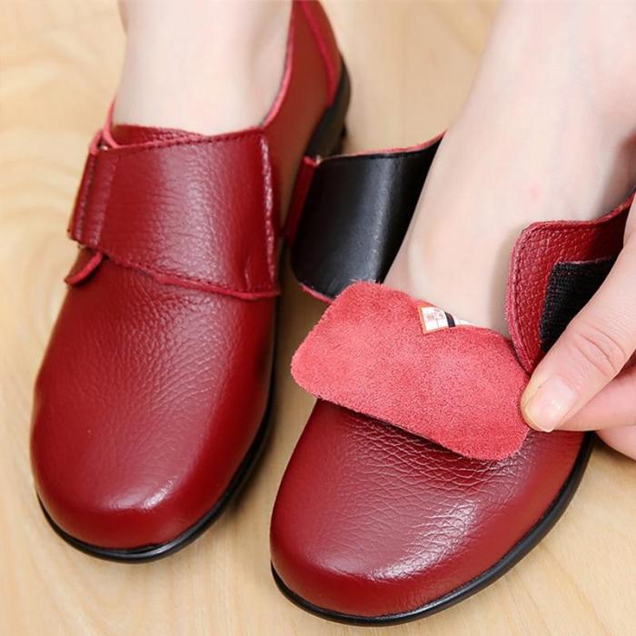 Genuine leather women flat shoes Comfortable 2019 Spring/Autumn Oxfords Hook Loop Ladies leather shoe Large size 35-43