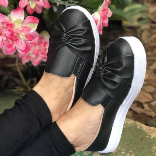 Woman Bowknot Solid Casual Platform Flats Sneakers Loafers