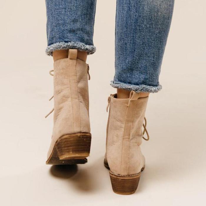 Chunky Heel Women Low  Boots