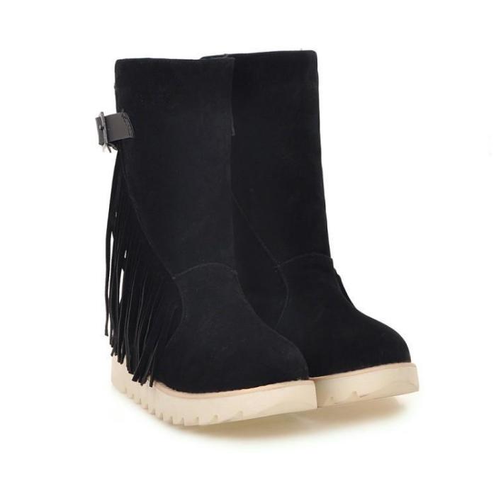 Women Tassel Wedge Short Boots Plus Size Autumn and Winter Shoes 6269