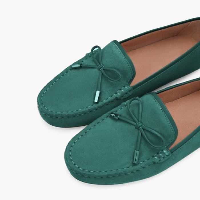 Bowknot Suede Flat Heel Loafers& Flats