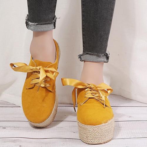 Espadrilled Lace Up All Season Suede Sneakers