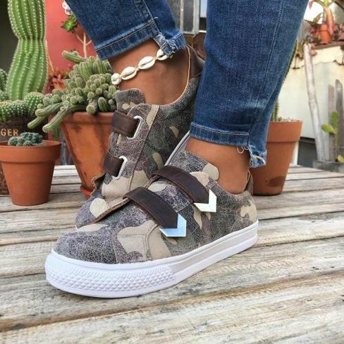 Casual Magic Tape Flat Camouflage Sneakers
