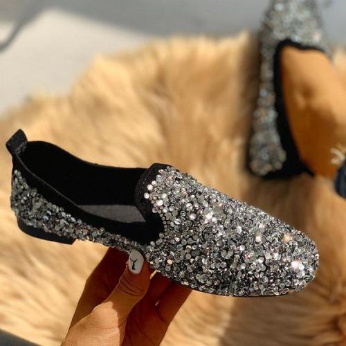 Women Round toe Shiny Loafers Comfy Shoes