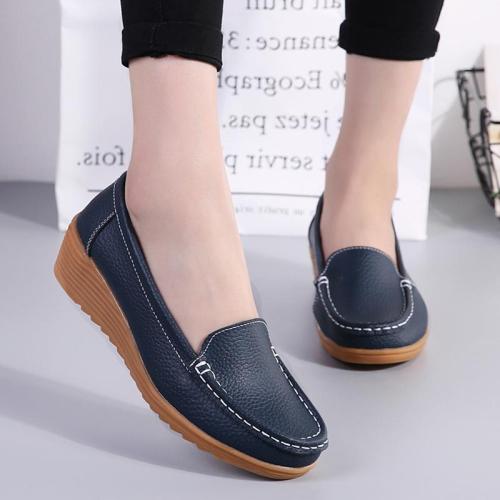 Women Flats Spring Summer Shoes Women Heels 4.3CM Genuine Leather Chaussures Femme Casual Women Loafers Ballet Flat Shoes