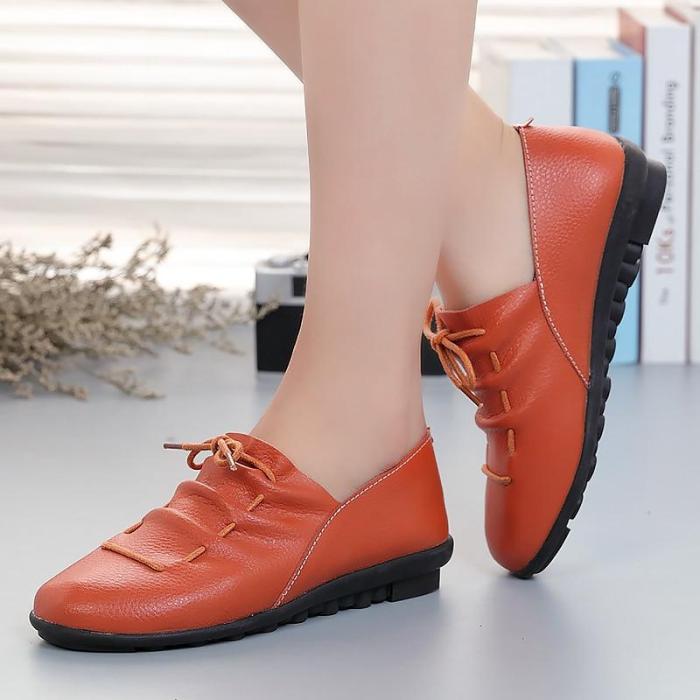 Women shoes 2020 new arrival spring lace-up pleated genuine leather flats shoes woman rubber party female shoes tenis feminino