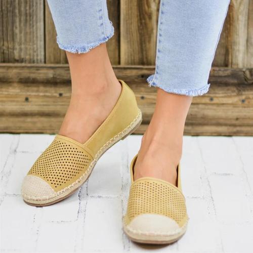 Women Flat Fisherman Shoes Slip On Autumn Hollow Out Loafers Canvas Mixed Color Female Casual Platform Ladies Sewing Plus Size