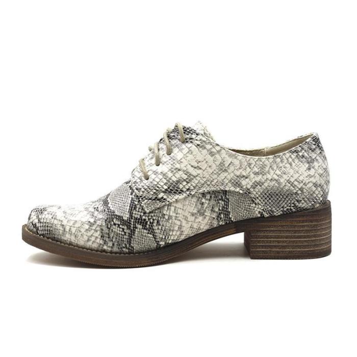 Plus Size Leopard Leather Lace Up Oxford Loafers