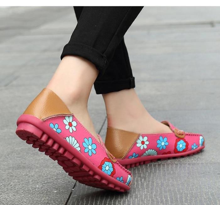 Genuine Leather Shoes Women Plus Size 44 Women Flats For Nurse Ballerina Flat Shoes Slip On Loafers Casual Mocassin Femme