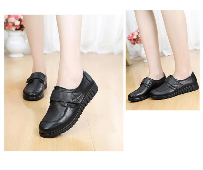 Women's shoes black shoes women flats leisure round toe ladies flats large size 41 genuine leather shoes sapato feminino