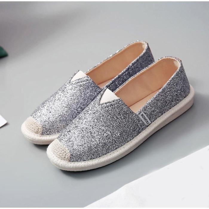 Women's Casual Flats Ladies Bling Loafers Slip On Flat Women Sewing Soft Bottom Breathable 2020 Female Shoes