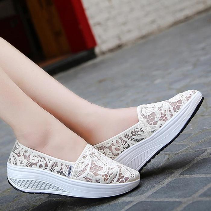 Breathable Loafers Hollow-out Mesh Platform Shoes