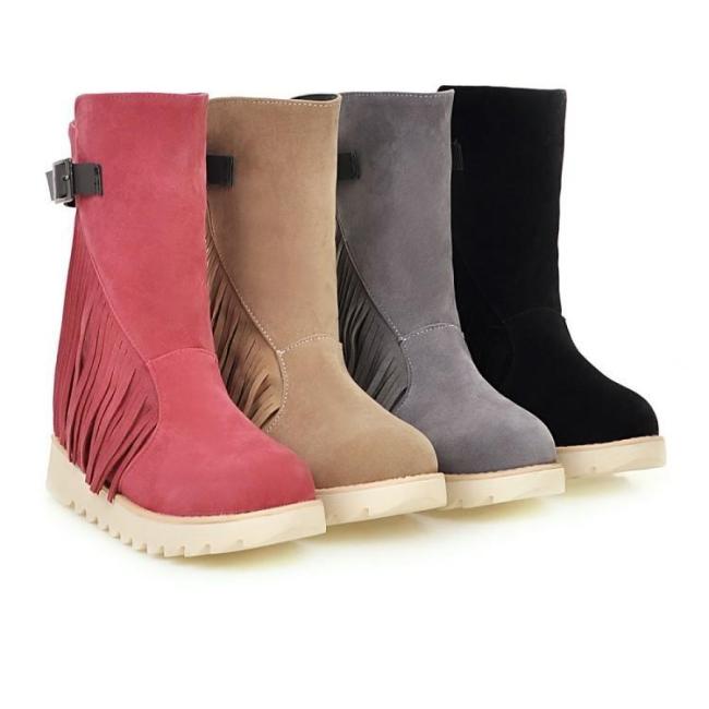 Women Tassel Wedge Short Boots Plus Size Autumn and Winter Shoes 6269