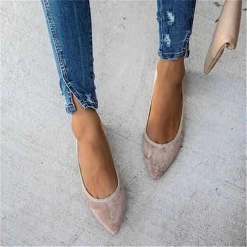 Women's Fashion Simple Solid Color Single Pointed Flat Shoes