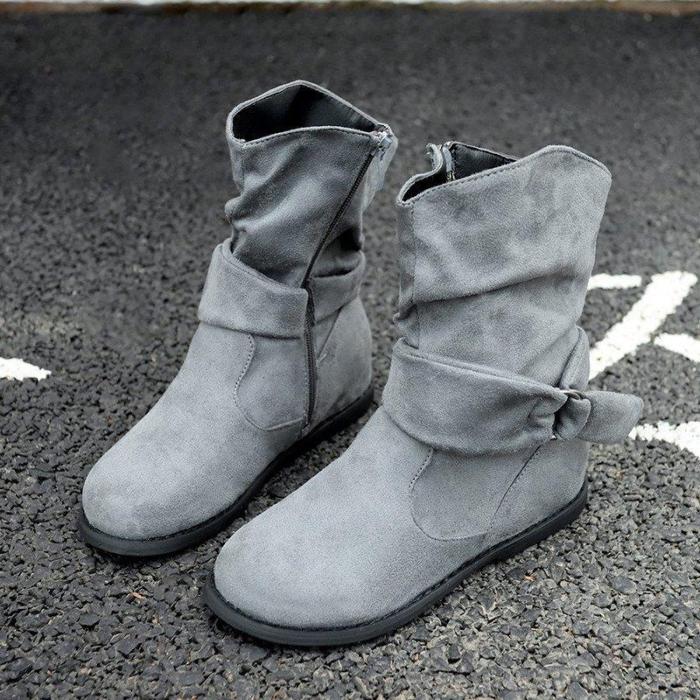 Casual Side Zipper Boots Plus Size Inside Heel Short Boots