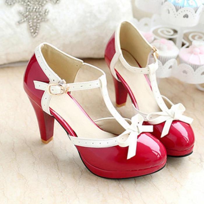 Cute Bow-Knot High Heel Ladies Shoes