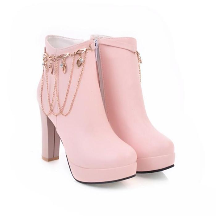 Women's High Heels Ankle Boots Autumn and Winter Short Boots Shoes