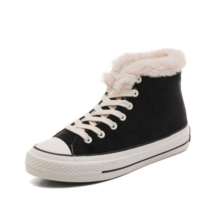 Women Suede Comfy Ankle Lace-Up Snow Boots