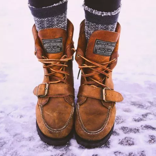 Winter Flat Heel Lace-Up Women's Shoes