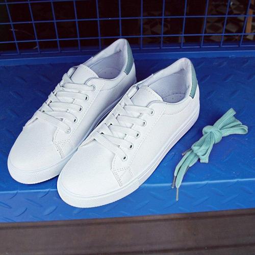 Women Spring Lace Up Flat Shoes Ladies PU Leather Casual Vulcanized Female Platform White Woman Fashion Comfortable Shoes