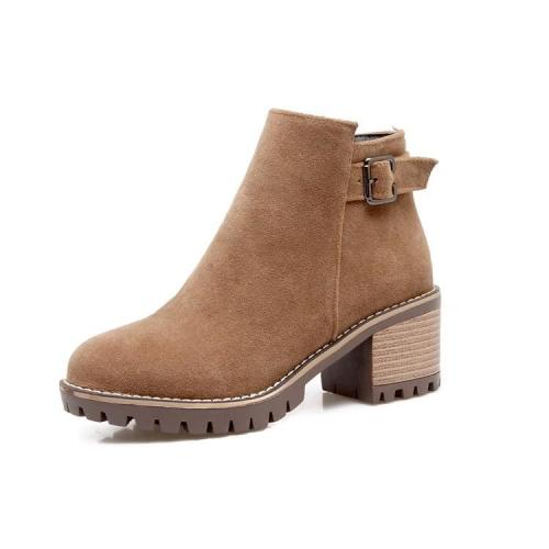 Women's Ankle Boots Fall/winter Retro Thick Heel Size 33-43 Low Heeled Short Boots Shoes