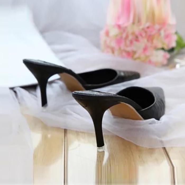 Fashion Pure Color Slim Heel Pointed Mueller Shoes