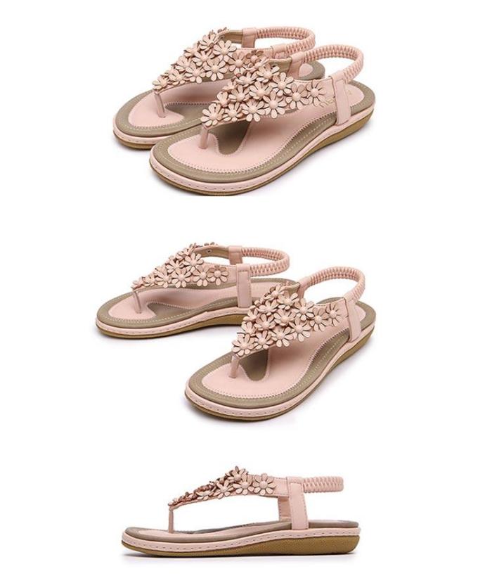 Shoes woman 2021 new fashion flower design beach sandals women solid color clip toe women shoes zapatos de mujer women plus size