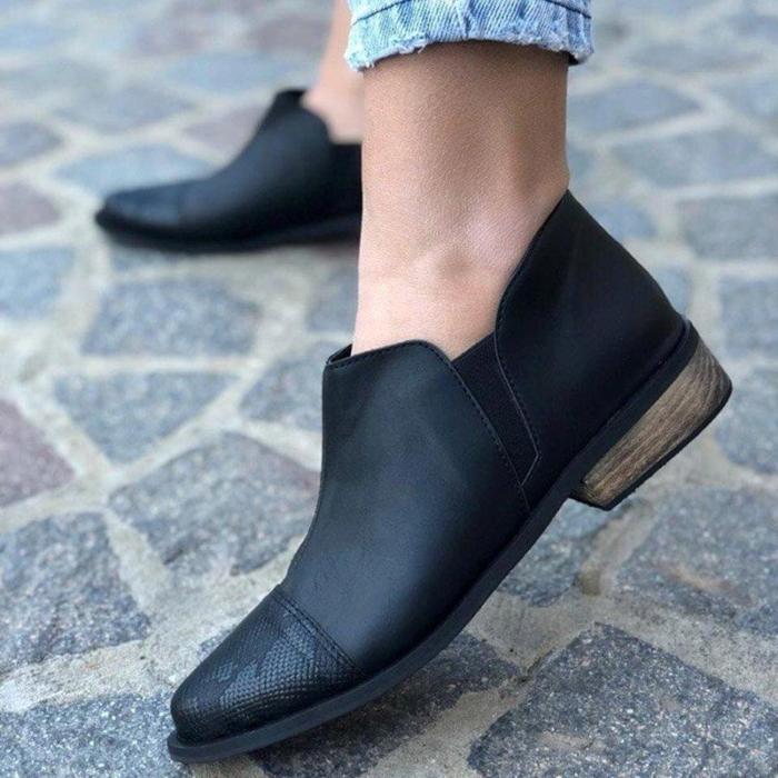 Artificial Leather Low Heel Loafers Slip On Casual Shoes