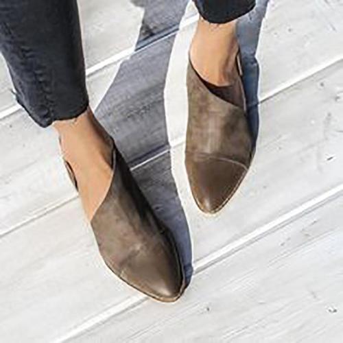 Fashion Retro Pointed Shallow Flat Sole Shoes
