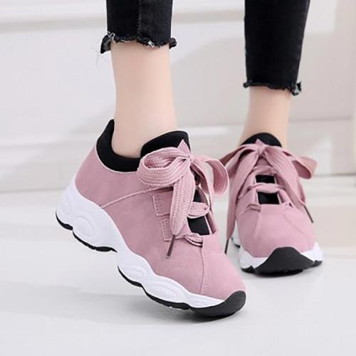 Casual shoes woman 2020 new fashion breathable lace-up PU sneakers women shoes solid wedges women sneakers zapatos de mujer
