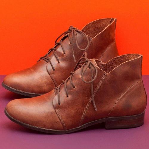 Women's Flat Lace Up Booties