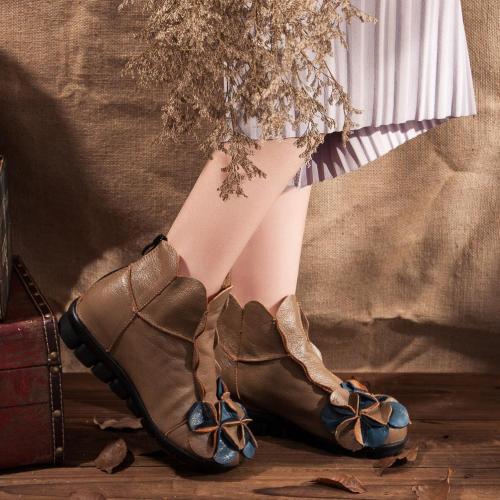 Flowers Women Slip-On Ankle Boots