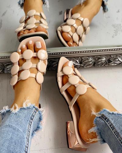 Hollow Out Chunky Heeled Sandals