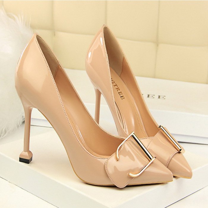 Fashion Pure Color Slim Heel Shoes