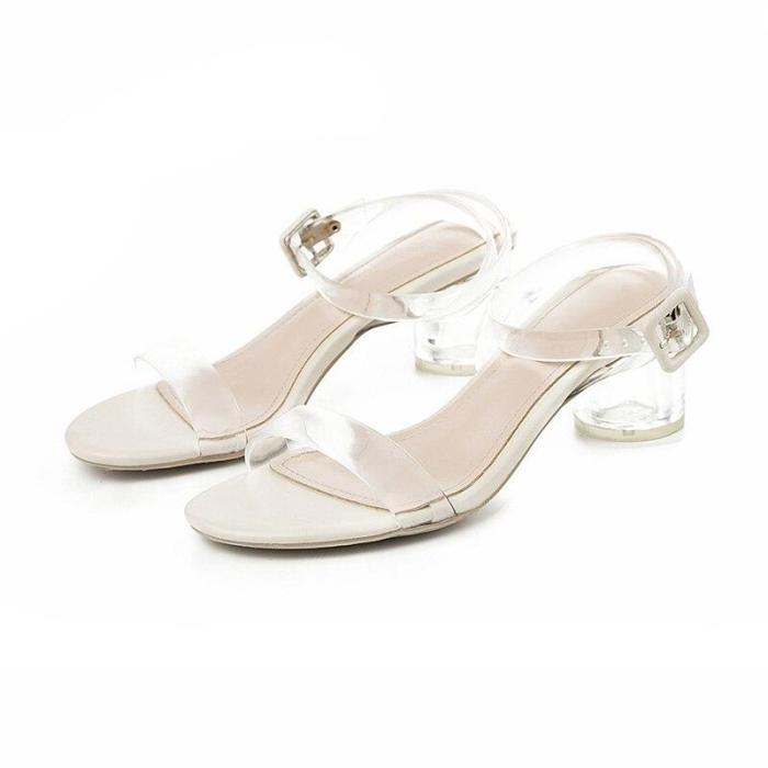Transparent Crystal Shoes Women Sandals 2020 Summer High Heels Women Party Shoes Elegant Brand Ladies Square Heel 5cm A1359