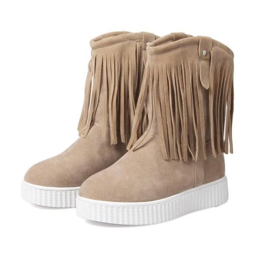 Women Tassel Short Boots Platform Plus Size Autumn and Winter Shoes 7191