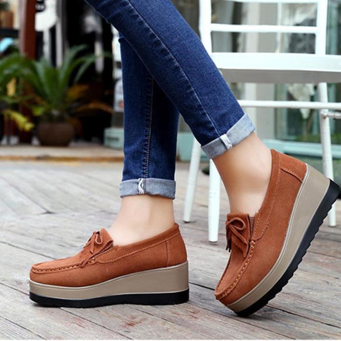 Women Artificial Nubuck Casual Lace Up Creepers