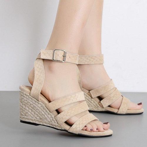 Women Comfortable Peep Toe Wedge Sandals