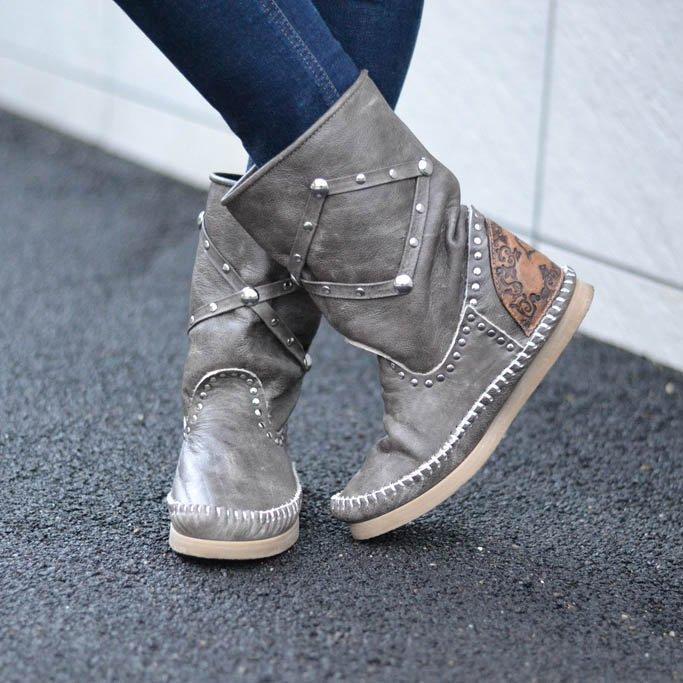 Rivet Spring/fall Flat Heel Boots