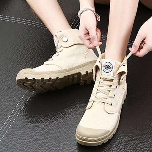 Womens Wearable Daily Lace-up Flat Heel Boots