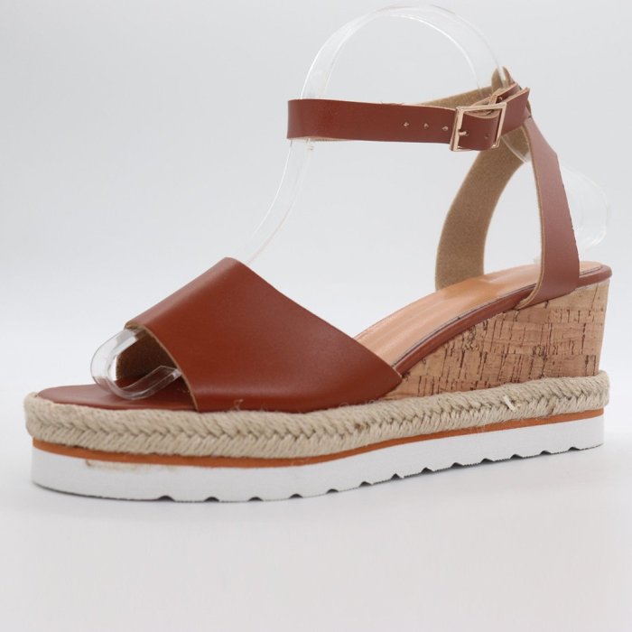 Woman's Platform Sandals 2020 Hot Sale Female Leather Wedges Sandal Lady Luxury Beach Dress Shoes Low Heel Ankle Strap Sandalias
