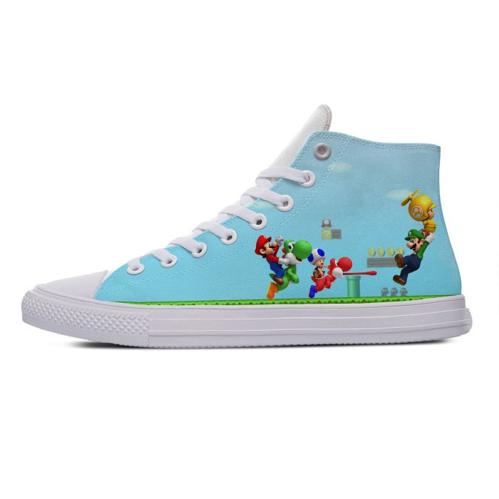 Man Mario Cartoon Game Hot Cool Fashion Casual Canvas Shoes Super  High Top Breathable Sneakers 3D Print for Men Women