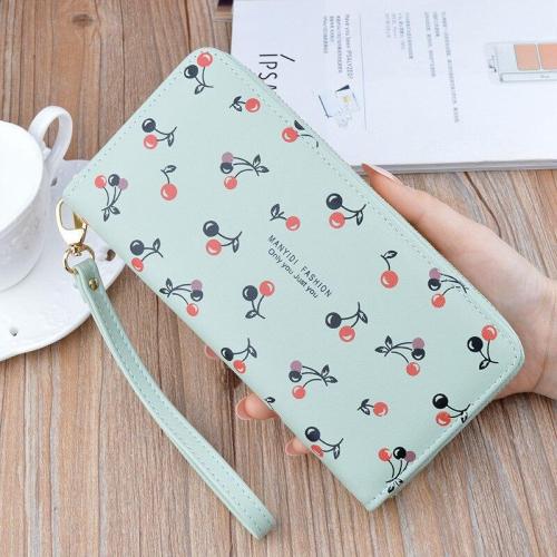 New Wallets Female Fashion Korean Soft Leather Long Zipper Purse Large Capacity Printed Wallet Card Holder With Phone Bag.