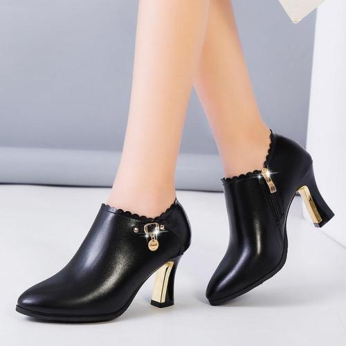 Winter Women Bare boots High Heels Dress Shoes Woman Ankle Boots Pointed Toe Botas Mujer Thin Heels Pumps Ladies Shoes 7986N