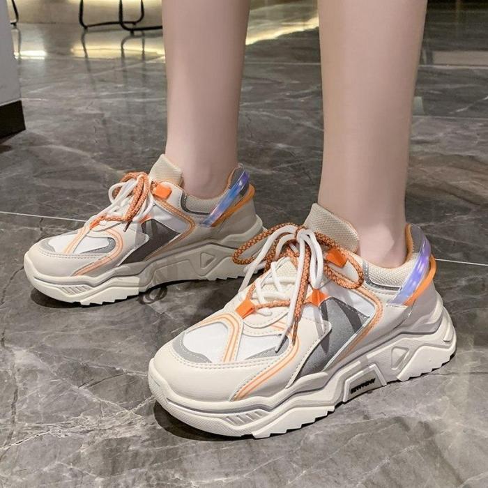 Platform Sneakers 2020 New Autumn Yellow Wedge Sneakers   Shoes Woman Chunky Dad Shoes Zapatos De Mujer