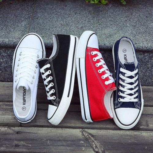 Fashionable Youth Mens Shoes Casual Unisex White Sneakers Breathable Walking Canvas Shoes Men Women Red Lace Up Flats