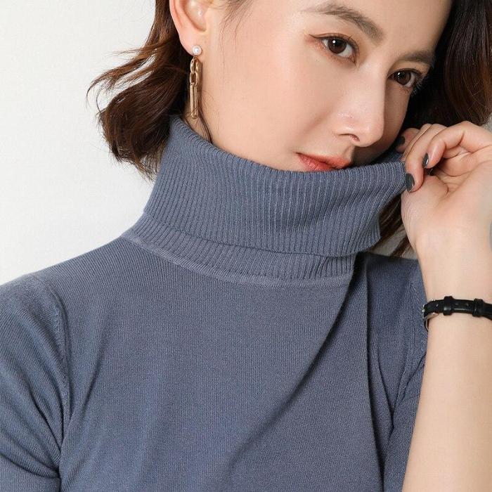 spring shirt turtleneck half sleeves pullover soft knitting sweater solid short tops sexy slim outerwear
