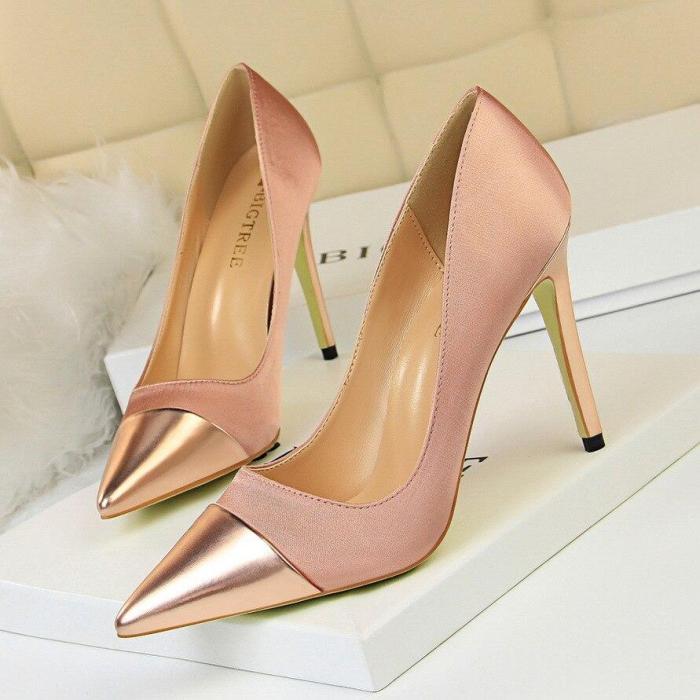 Female Dress Shoes Women New Arrival 2019 Pumps Designer Heels Wedding Shoes Sexy Silk Pink Shoes G0010