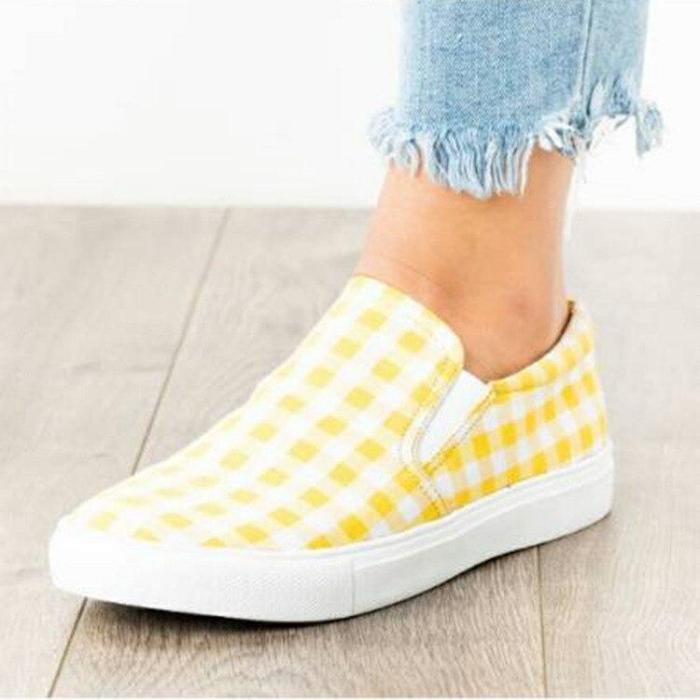 2020 Autumn New Women Flats Fashion Women Casual Shoes Candy-colored Plaid Flat Shoes Women Loafers Large Size 35-43 W24-16