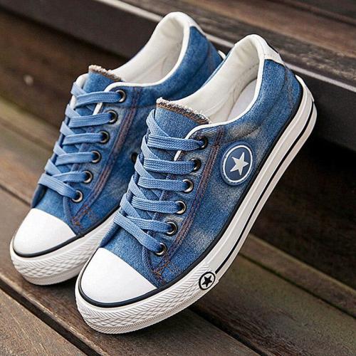 Fashion Women Sneakers Denim Casual Shoes Female Summer Canvas Shoes Trainers Lace Up Ladies Basket femme Stars tenis feminino